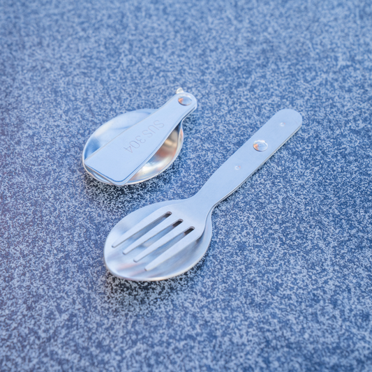 Edelstahl Klapplöffel/Löffel-Gabel 2er Set