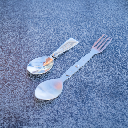 Edelstahl Klapplöffel/Löffel-Gabel 2er Set